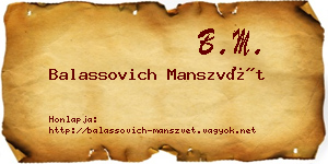 Balassovich Manszvét névjegykártya